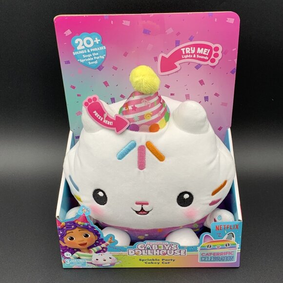 Gabbys Dollhouse Sprinkle Party Cakey Cat Plush Toy Interactive Netflix - Picture 1 of 8